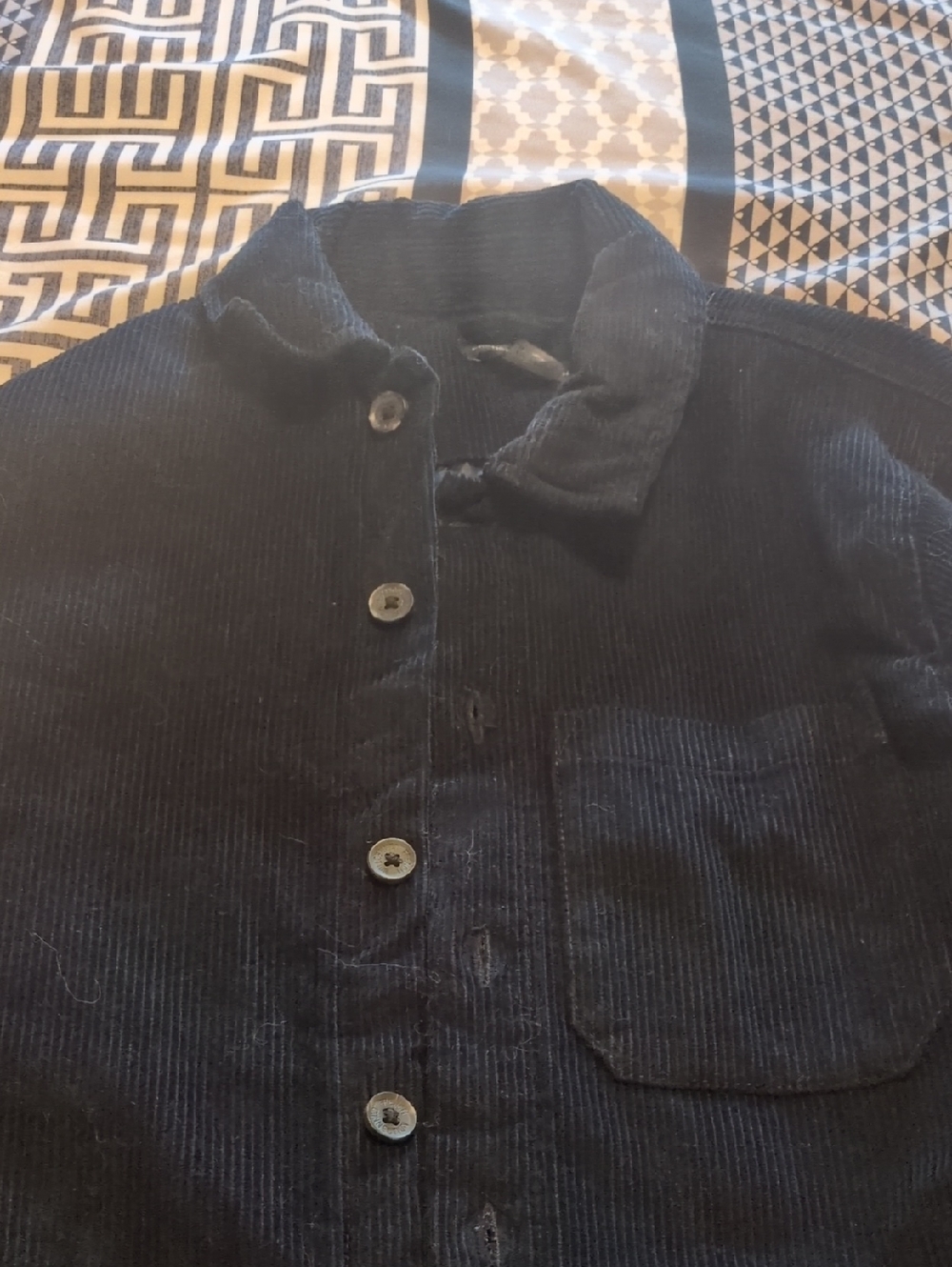 Navy Corduroy Button-Up Shirt Jacket